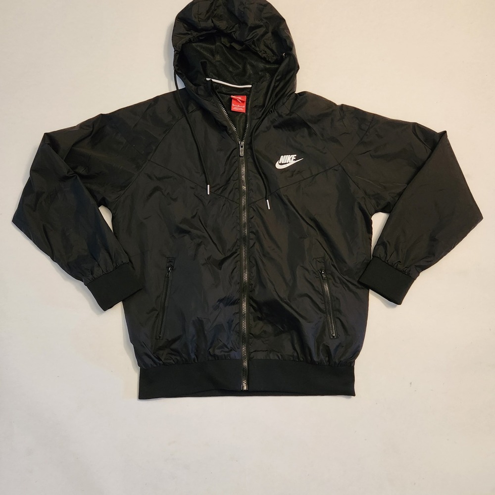 Nike Mens Windrunner Full Zip Hooded Jacket Black Windbreaker Medium 727324-010